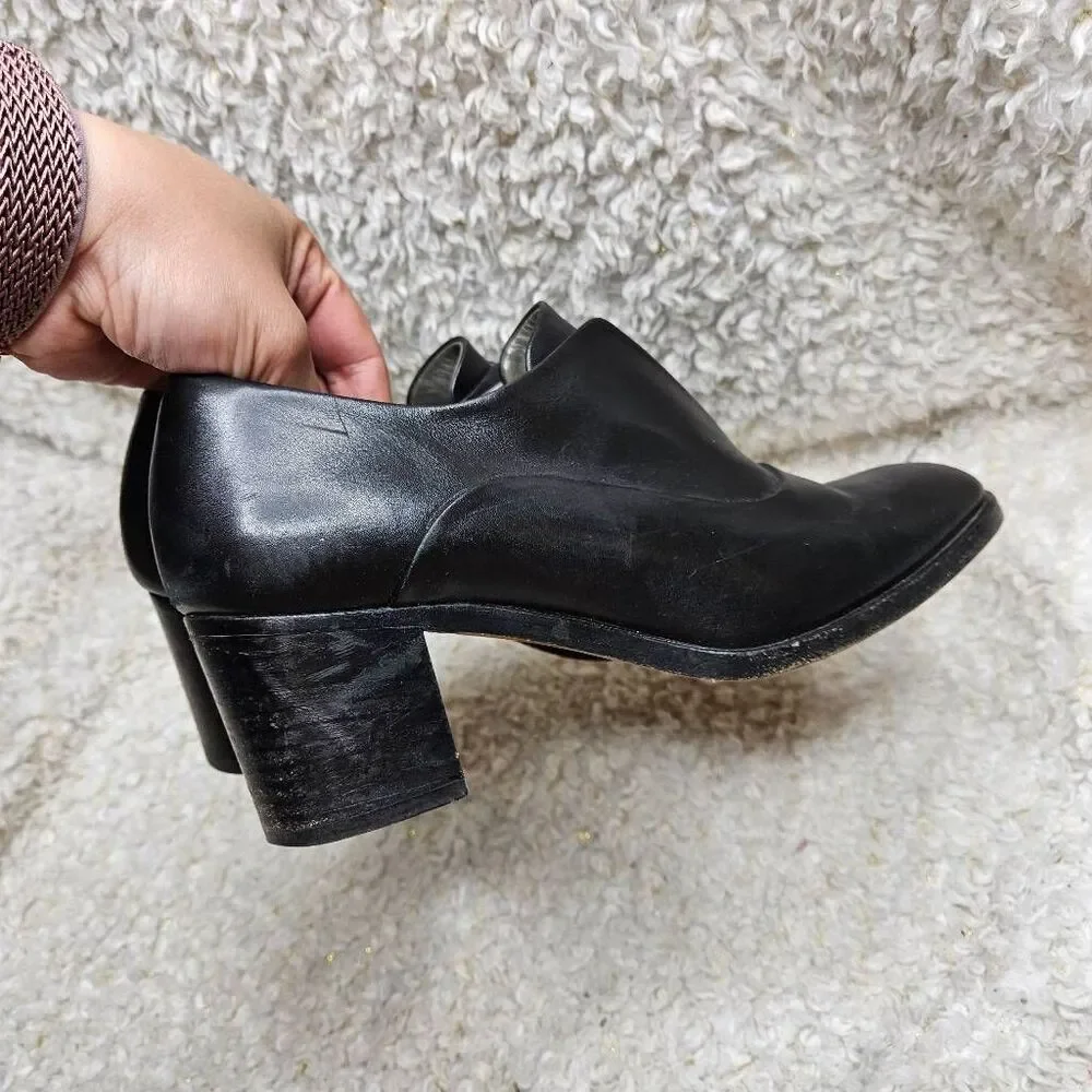 Reed Krakoff Womens Black‎ Leather Round Toe Block Heel Oxford Shoes sz 38